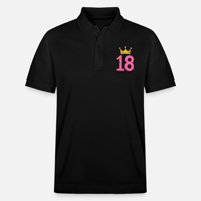 Maillot 18 numéros Couronne - Polo PREPSTER bio Stanley/Stella Unisexe - noir