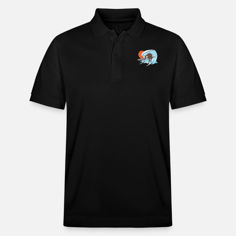 Surfendes Surfer Faultier - Stanley/Stella Unisex Bio-Poloshirt PREPSTER - Schwarz