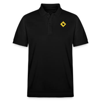 Attention poulet poule panneau routier avertissement fermier - Polo PREPSTER bio Stanley/Stella Unisexe - noir - Devant - Roxy (174cm) & Andy (188cm)