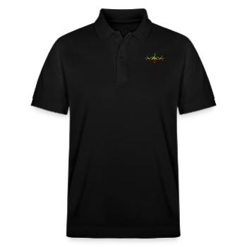 Reggae Musik Herzschlag - Jamaica - Stanley/Stella Unisex Bio-Poloshirt PREPSTER - Schwarz - Vorne - Roxy (174cm) & Andy (188cm)