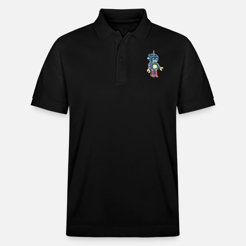 Bunter Roboter - Stanley/Stella Unisex Bio-Poloshirt PREPSTER - Schwarz