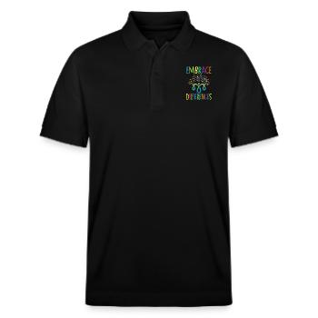 Embrace differences Autismus Handicap Verständnis - Stanley/Stella Unisex Bio-Poloshirt PREPSTER - Schwarz - Vorne - Roxy (174cm) & Andy (188cm)