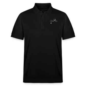 Angeln Herzschlag Fischen Geschenk - Stanley/Stella Unisex Bio-Poloshirt PREPSTER - Schwarz - Vorne - Roxy (174cm) & Andy (188cm)