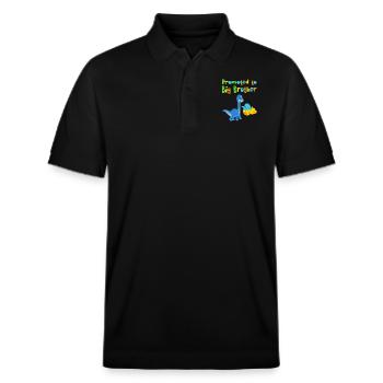 zum großen Bruder befördert - Stanley/Stella Unisex Bio-Poloshirt PREPSTER - Schwarz - Vorne - Roxy (174cm) & Andy (188cm)