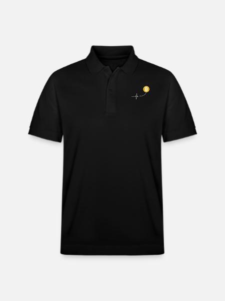 Bitcoin Heartbeat ECG Heartbeat Crypto Trade BTC - Stanley/Stella Unisex Organic Polo Shirt PREPSTER - black