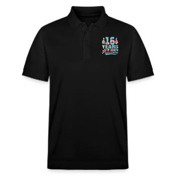 16th birthday or anniversary 16 years of being - Stanley/Stella Unisex Organic Polo Shirt PREPSTER - black - Front - Roxy (174cm) & Andy (188cm)