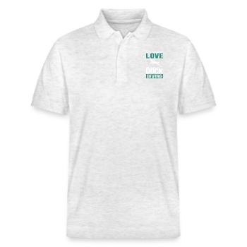 Dock Diving Hunde Hundesport Hundehalter Geschenk - Stanley/Stella Unisex Bio-Poloshirt PREPSTER - Weiß meliert - Vorne - Roxy (174cm) & Andy (188cm)