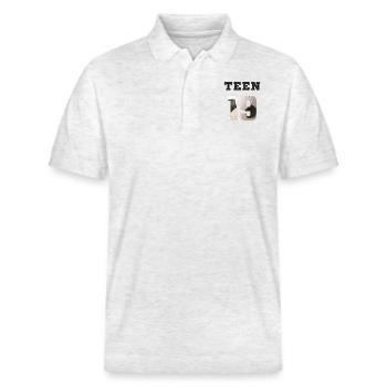 Fussball TEEN 19 Soccer - Stanley/Stella Unisex Bio-Poloshirt PREPSTER - Weiß meliert - Vorne - Roxy (174cm) & Andy (188cm)