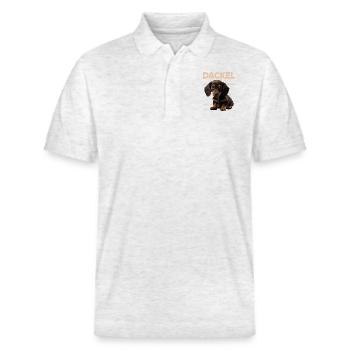 Rauhaardackel Dachshund Hund Hunde Welpe Dackel - Stanley/Stella Unisex Bio-Poloshirt PREPSTER - Weiß meliert - Vorne - Roxy (174cm) & Andy (188cm)