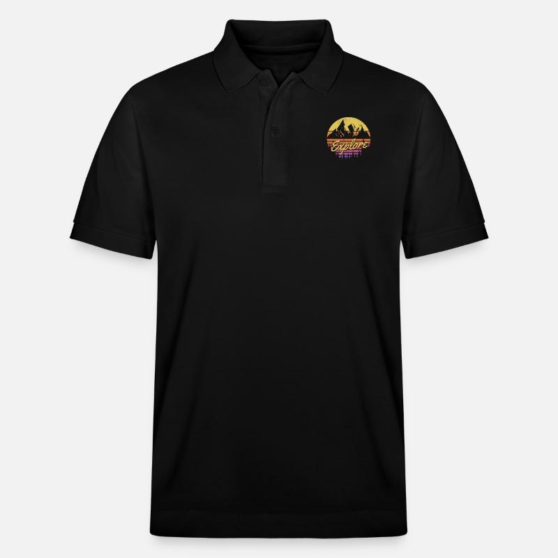 Découvrez Retro Rainbow Gradient Mountain - Polo PREPSTER bio Stanley/Stella Unisexe - noir