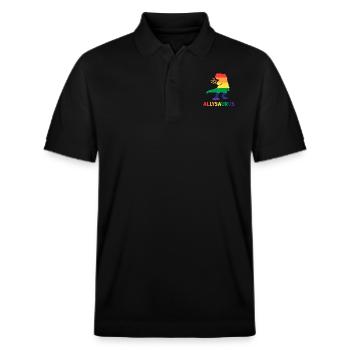 Allysaurus-Dinosaurier in Regenbogenflagge für Verbündete LGBT - Stanley/Stella Unisex Bio-Poloshirt PREPSTER - Schwarz - Vorne - Roxy (174cm) & Andy (188cm)