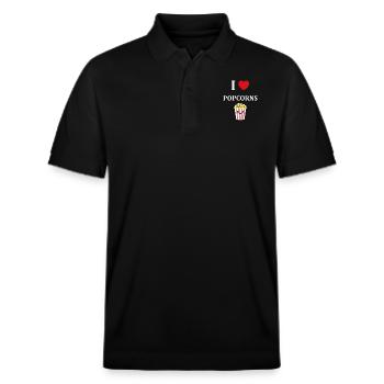 i love popcorn - Polo PREPSTER bio Stanley/Stella Unisexe - noir - Devant - Roxy (174cm) & Andy (188cm)