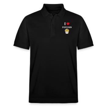 i love popcorn - Polo PREPSTER bio Stanley/Stella Unisexe - noir - Devant - Roxy (174cm) & Andy (188cm)