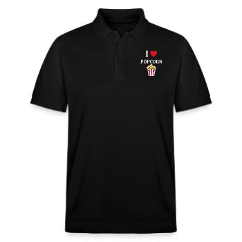 i love popcorn - Polo PREPSTER bio Stanley/Stella Unisexe - noir - Devant - Roxy (174cm) & Andy (188cm)
