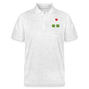 christmas reindeer cute funny smile with christmas - Polo PREPSTER bio Stanley/Stella Unisexe - blanc chiné - Devant - Roxy (174cm) & Andy (188cm)