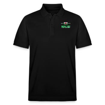 Wales - Stanley/Stella Unisex Bio-Poloshirt PREPSTER - Schwarz - Vorne - Roxy (174cm) & Andy (188cm)
