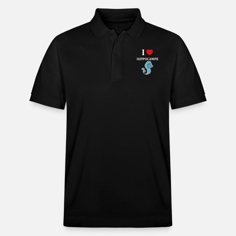 Humour petit Hippocampe - Polo PREPSTER bio Stanley/Stella Unisexe - noir