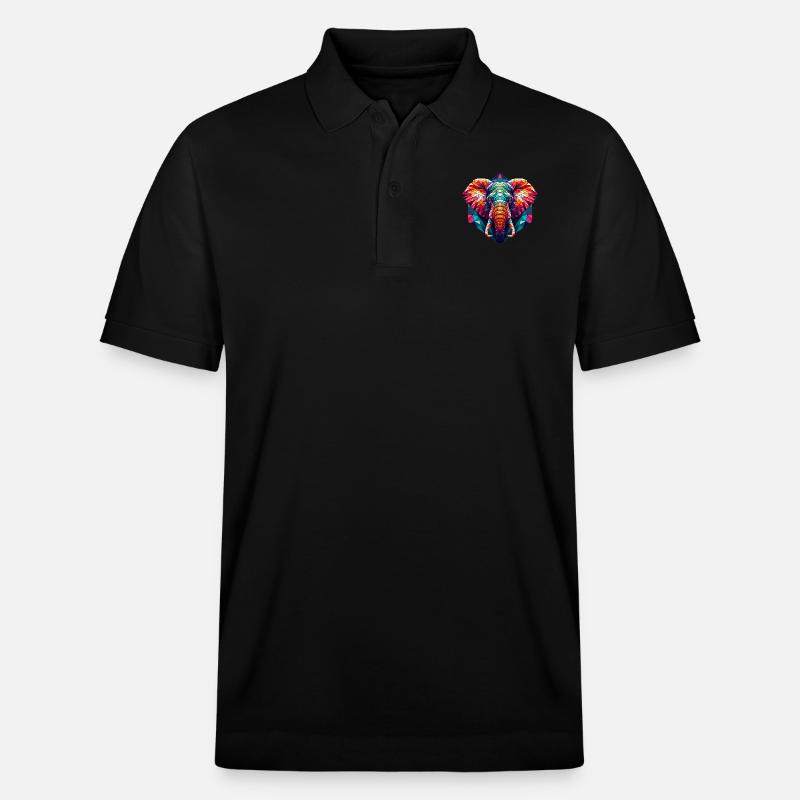 Elefant in Polygonendarstellung - Stanley/Stella Unisex Bio-Poloshirt PREPSTER - Schwarz