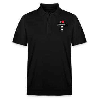 Strauß Zitat - Stanley/Stella Unisex Bio-Poloshirt PREPSTER - Schwarz - Vorne - Roxy (174cm) & Andy (188cm)
