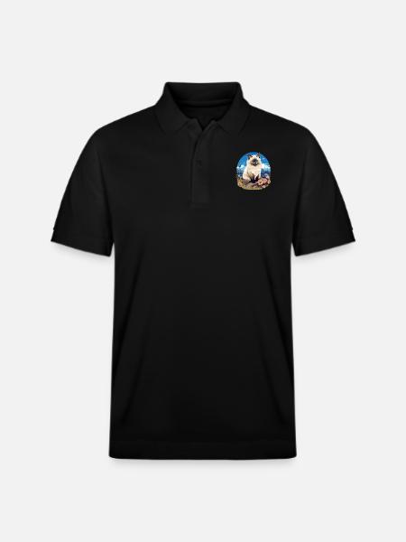 Birman Cat Birma Katze - Stanley/Stella Unisex Organic Polo Shirt PREPSTER - black