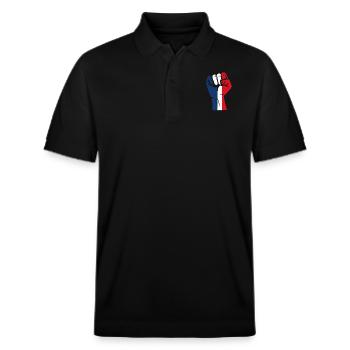 Patriotisches Frankreich - Stanley/Stella Unisex Bio-Poloshirt PREPSTER - Schwarz - Vorne - Roxy (174cm) & Andy (188cm)