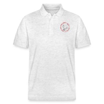 Wer lesen kann ist klar im Vorteil, Katze Brille - Stanley/Stella Unisex Bio-Poloshirt PREPSTER - Weiß meliert - Vorne - Roxy (174cm) & Andy (188cm)