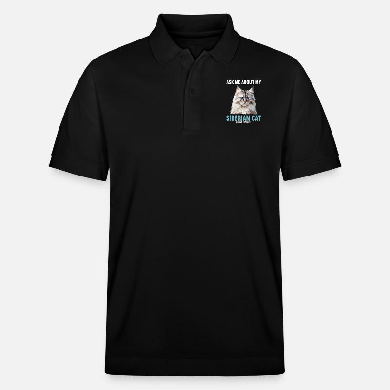Chat Sibérien Sibirische Katze - Polo PREPSTER bio Stanley/Stella Unisexe - noir