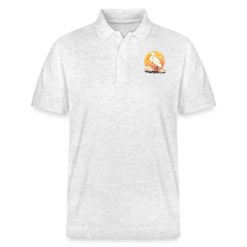 Heron Reiher - Stanley/Stella Unisex Bio-Poloshirt PREPSTER - Weiß meliert - Vorne - Roxy (174cm) & Andy (188cm)