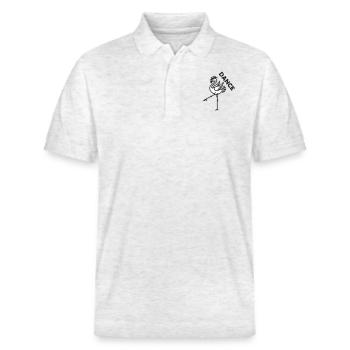 Fancy Flamingo mit Hut - Dance Design - Stanley/Stella Unisex Bio-Poloshirt PREPSTER - Weiß meliert - Vorne - Roxy (174cm) & Andy (188cm)