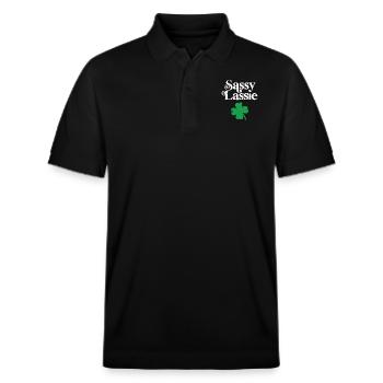 Sassy Lassie - Stanley/Stella Unisex Organic Polo Shirt PREPSTER - black - Front - Roxy (174cm) & Andy (188cm)