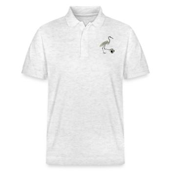 Reiher Vogel - Stanley/Stella Unisex Bio-Poloshirt PREPSTER - Weiß meliert - Vorne - Roxy (174cm) & Andy (188cm)