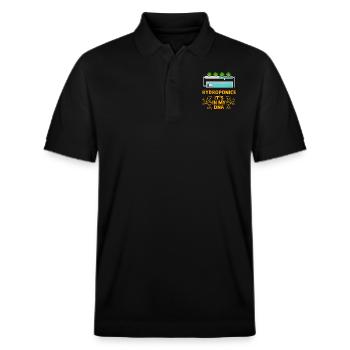 Hydroponics it's in my DNA - Stanley/Stella Unisex Organic Polo Shirt PREPSTER - black - Front - Roxy (174cm) & Andy (188cm)