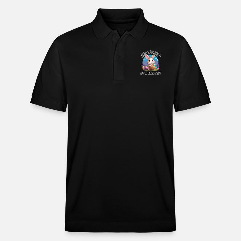 Eggcited for Easter - Stanley/Stella Unisex Organic Polo Shirt PREPSTER - black