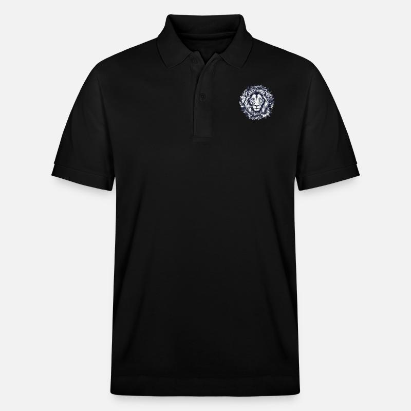 Lion majestueux en fleurs - Polo PREPSTER bio Stanley/Stella Unisexe - noir