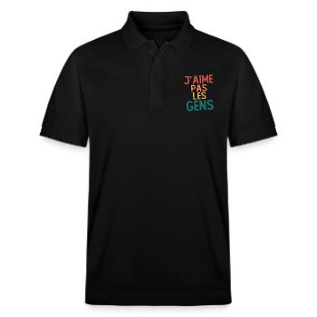 I Don't Like People – Anti-Social Humor - Stanley/Stella Unisex Organic Polo Shirt PREPSTER - black - Front - Roxy (174cm) & Andy (188cm)