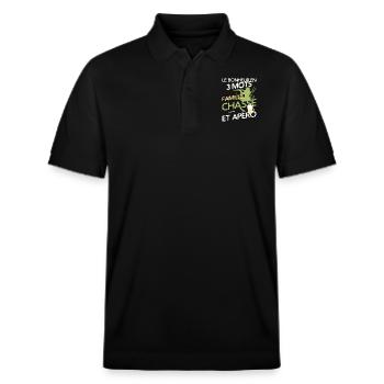Hunting - happiness - Stanley/Stella Unisex Organic Polo Shirt PREPSTER - black - Front - Roxy (174cm) & Andy (188cm)