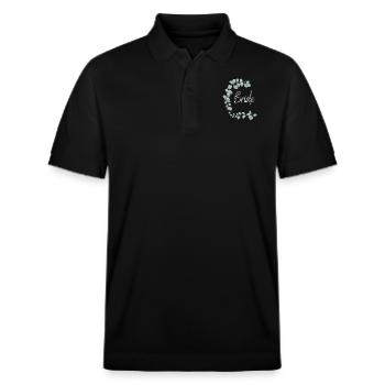 Eukalyptus Bride weiße Schrift - Stanley/Stella Unisex Bio-Poloshirt PREPSTER - Schwarz - Vorne - Roxy (174cm) & Andy (188cm)