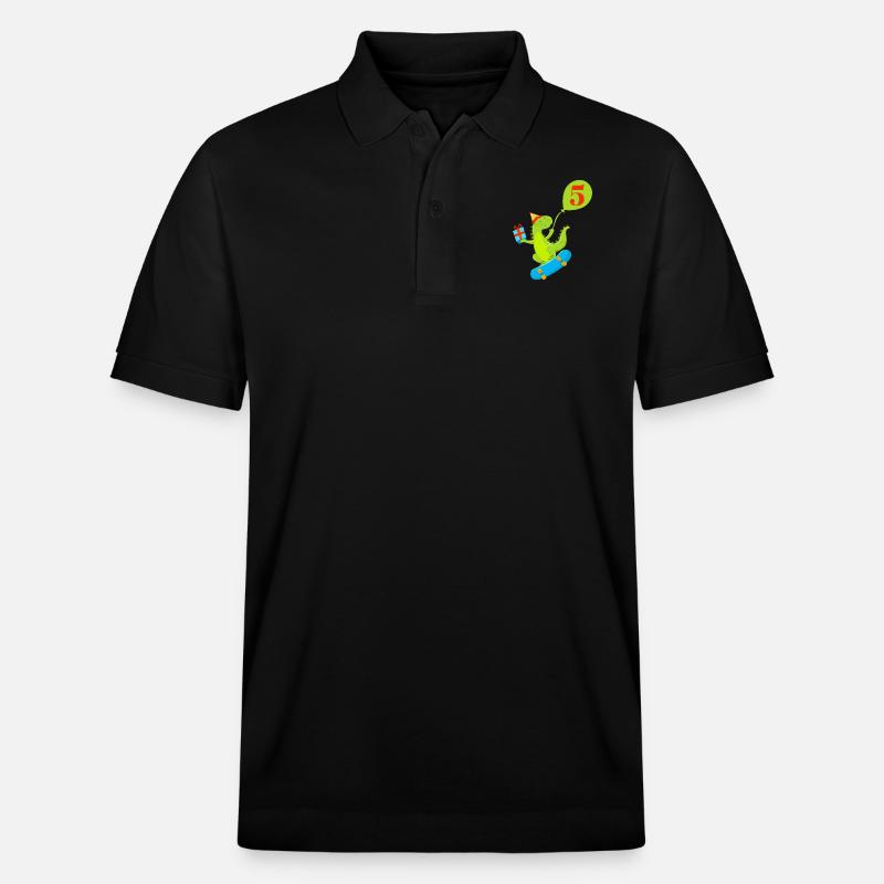 5e anniversaire dinosaure mignon - Polo PREPSTER bio Stanley/Stella Unisexe - noir