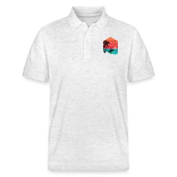 Surfen am Strand Sommer - Stanley/Stella Unisex Bio-Poloshirt PREPSTER - Weiß meliert - Vorne - Roxy (174cm) & Andy (188cm)
