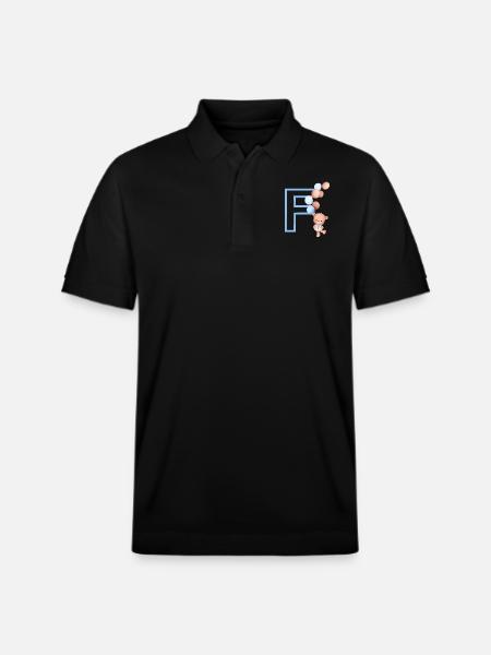 Letter f blue bear - Stanley/Stella Unisex Organic Polo Shirt PREPSTER - black
