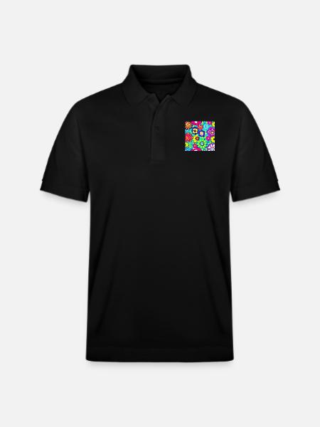Flower Collage - Stanley/Stella Unisex Bio-Poloshirt PREPSTER - Schwarz