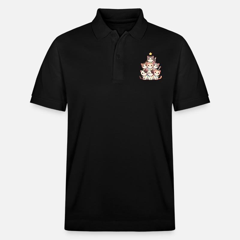 Weihnachtskratzbaum mit Lichtern - Stanley/Stella Unisex Bio-Poloshirt PREPSTER - Schwarz