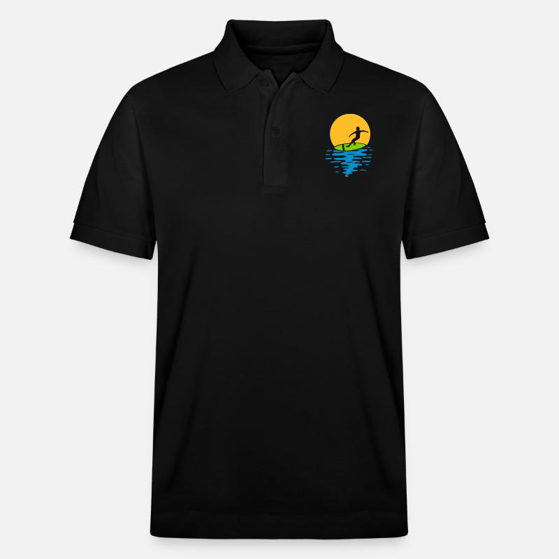 Abend Sonne Surfer - Stanley/Stella Unisex Bio-Poloshirt PREPSTER - Schwarz