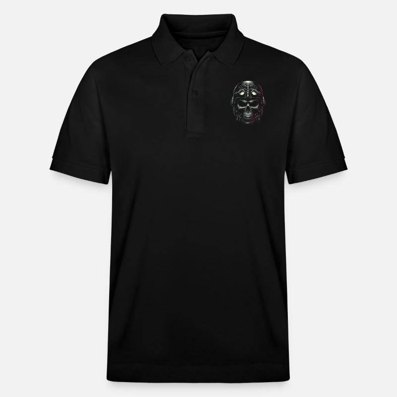 Aviator Skull Pilot - Stanley/Stella Unisex Organic Polo Shirt PREPSTER - black