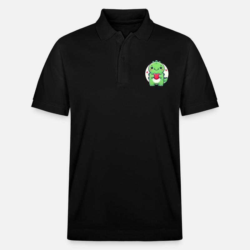 Entzückender Dino mit Herz Karikatur - Stanley/Stella Unisex Bio-Poloshirt PREPSTER - Schwarz