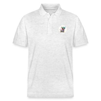 Animal ram fantasy and cute - Stanley/Stella Unisex Organic Polo Shirt PREPSTER - heather white - Front - Roxy (174cm) & Andy (188cm)