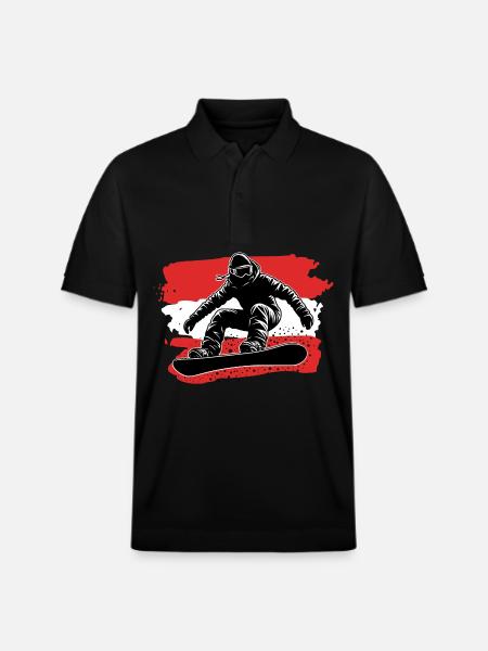 Austria Flag Snowboard - Stanley/Stella Unisex Organic Polo Shirt PREPSTER - black