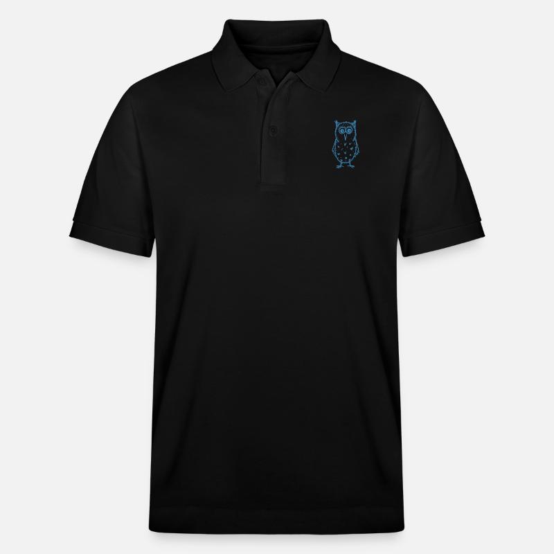 Eule Max blau - Stanley/Stella Unisex Bio-Poloshirt PREPSTER - Schwarz
