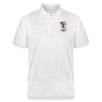 T-Shirt Grusel Clown Halloween - Stanley/Stella Unisex Bio-Poloshirt PREPSTER - Weiß meliert - Vorne - Roxy (174cm) & Andy (188cm)
