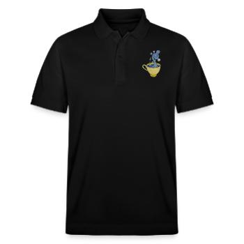 Starry Coffee, Starry Night - Vincent - Stanley/Stella Unisex Organic Polo Shirt PREPSTER - black - Front - Roxy (174cm) & Andy (188cm)